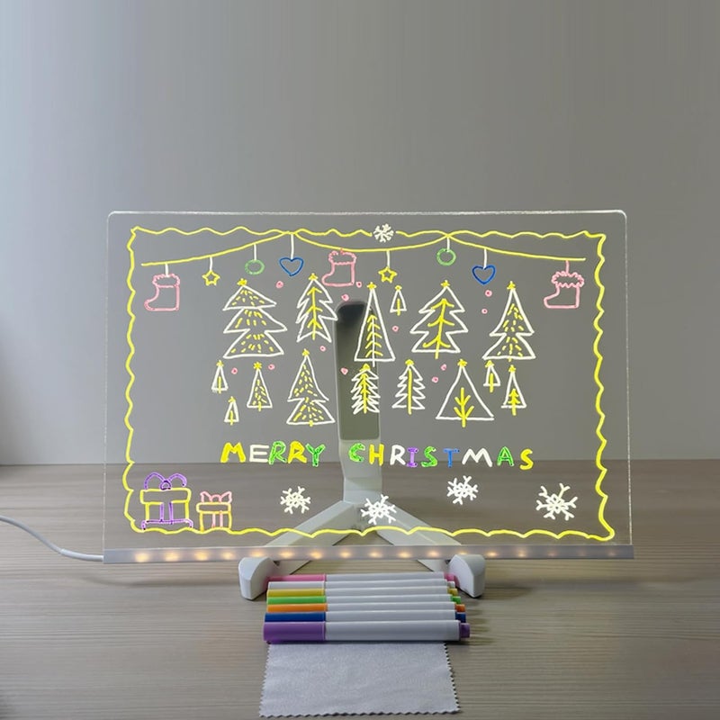 Zholp Led Note Board with Colors, Led Light Up Acrylic Message Board 7 Colors Pen/Stand, Led Fun Teaching Drawing and Writing Board, Arts Doodle Note Board for Office School Home (11.81 * 7.87Inch) - Image 4